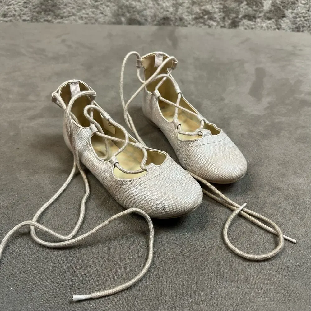 Gymboree Lace-Up Ballet Flats Shoes Girls Size 13 Elegant Formal Evening